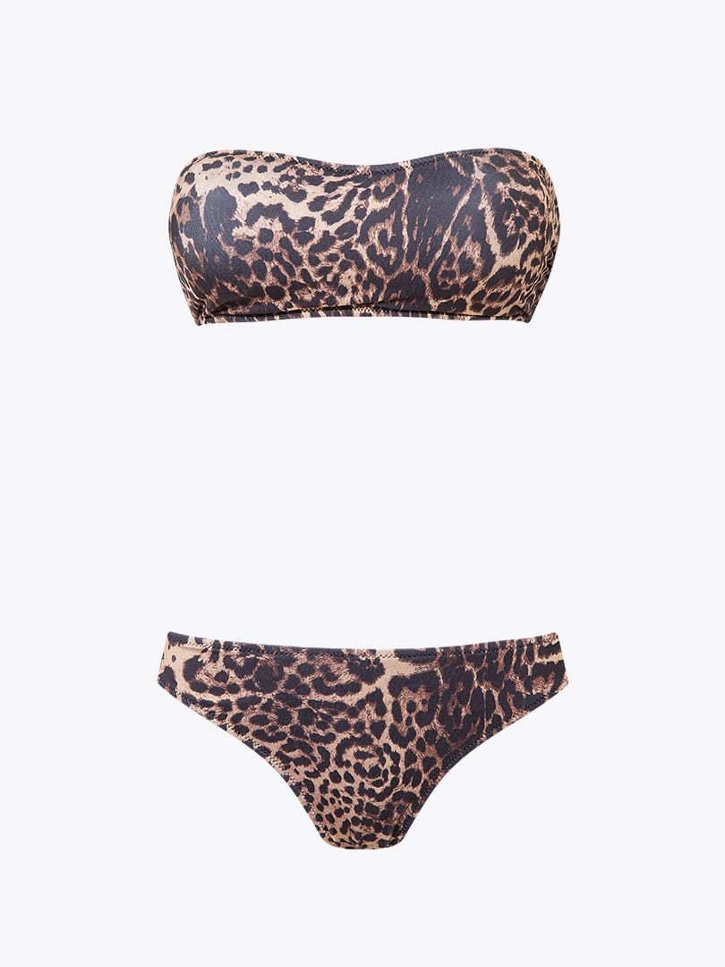 Straplez Leopar Bikini Takımı - Leopar