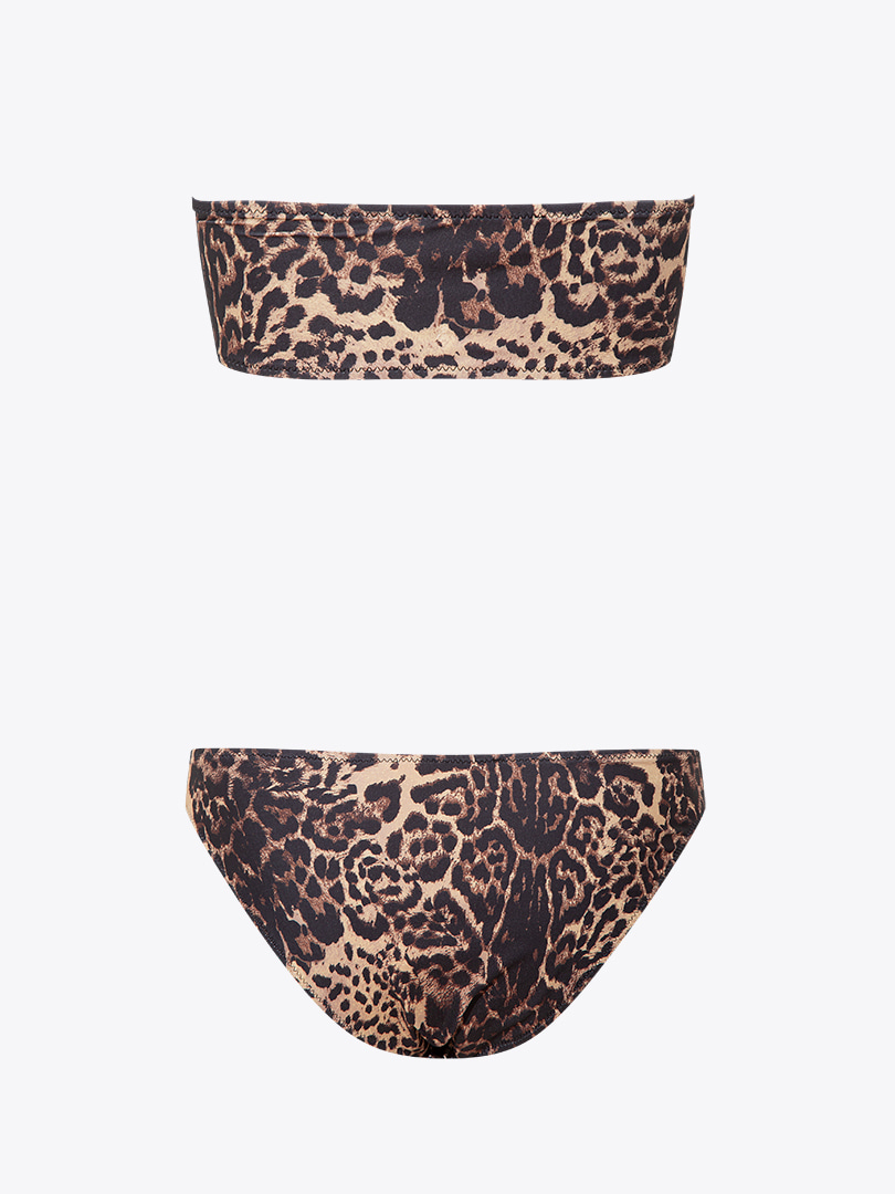 Straplez Leopar Bikini Takımı - Leopar