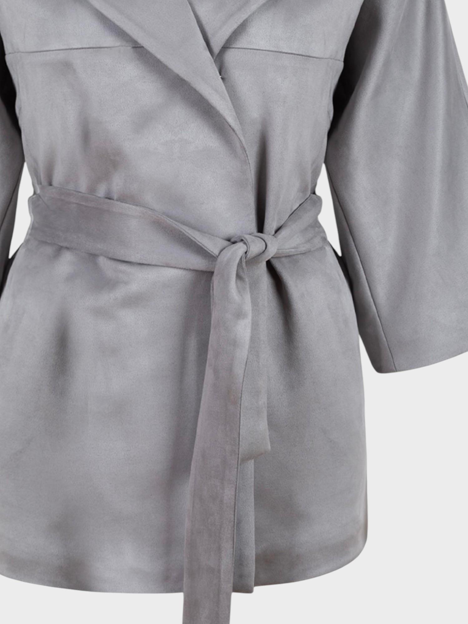 Süet Kuşaklı Kimono - Gri Ceket Modelleri
