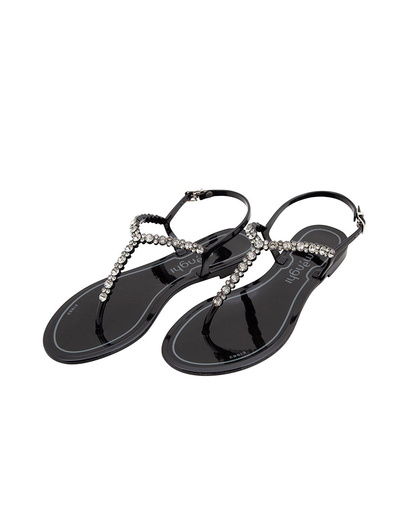 Swarovski Taşlı Sandalet - Siyah
