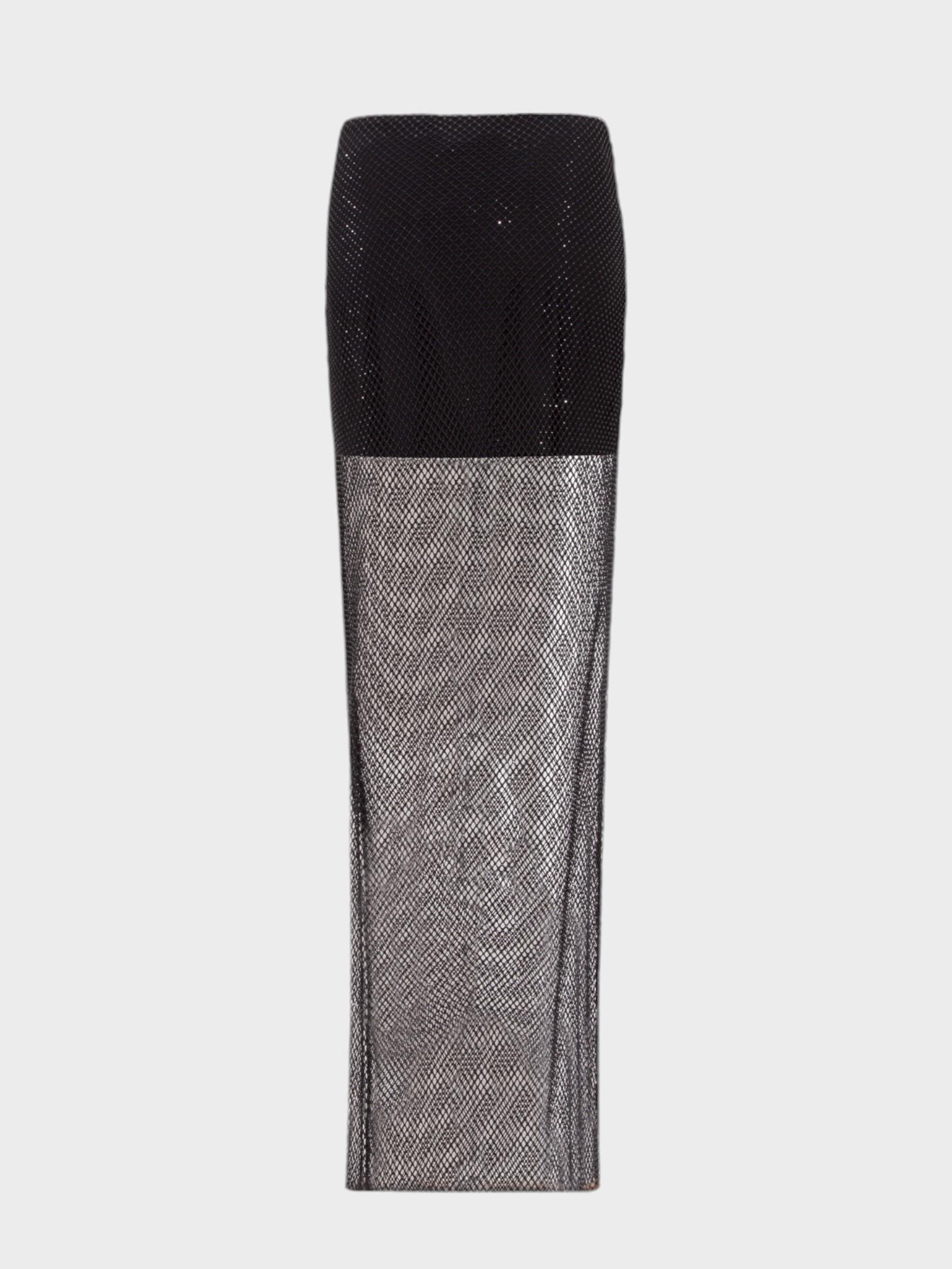 Taşlı File Kumaş Maxi Boy Şık Etek - Siyah Etek Modelleri