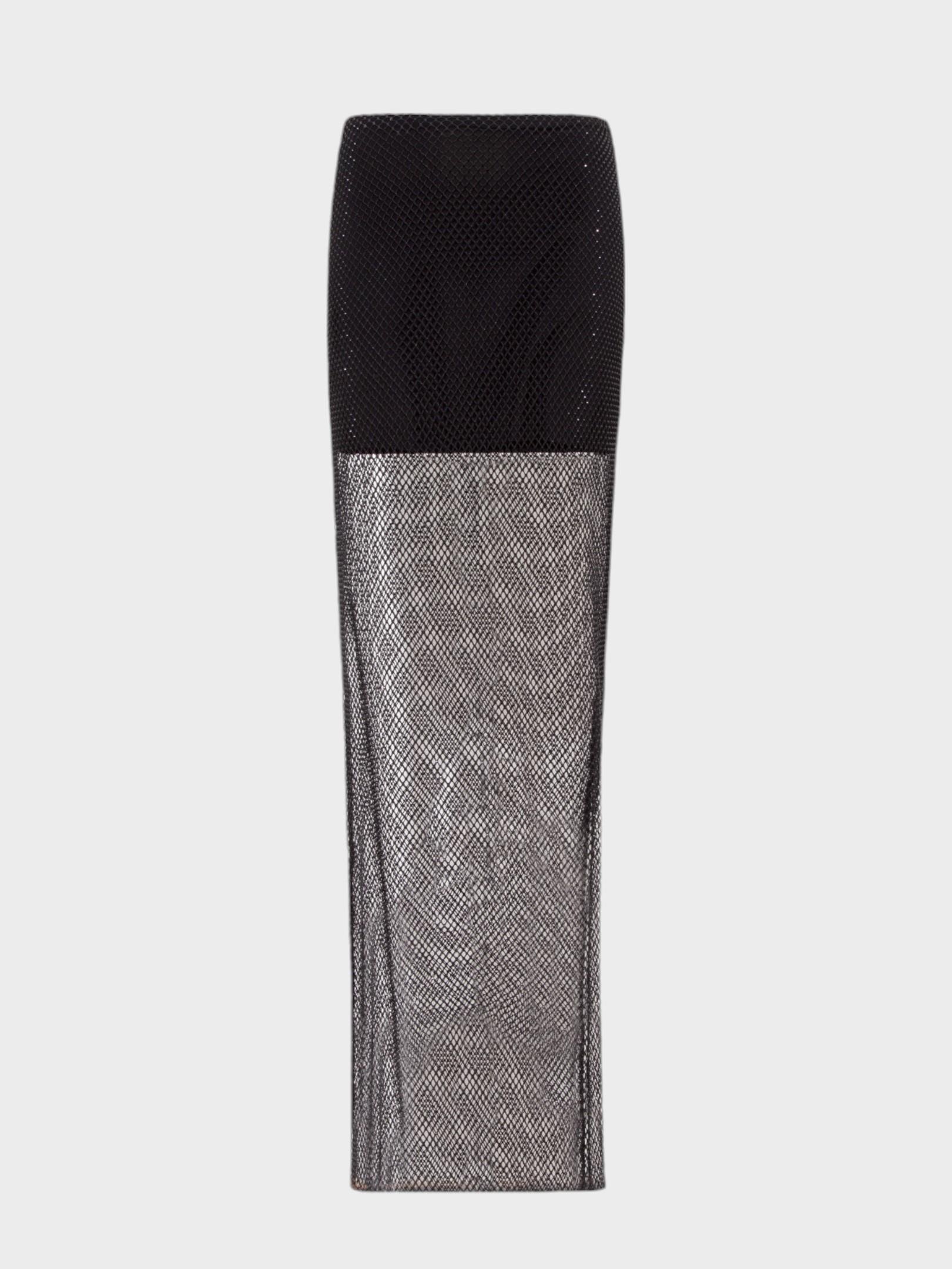 Taşlı File Kumaş Maxi Boy Şık Etek - Siyah Etek Modelleri