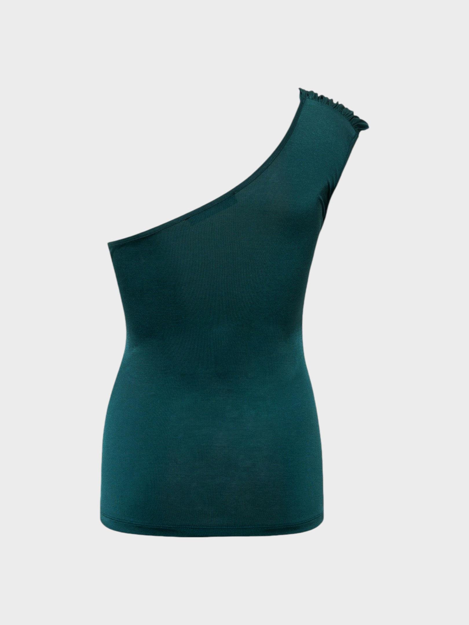 Tek Omuzdan Askılı Straplez Bluz - Yeşil Bluz Modelleri