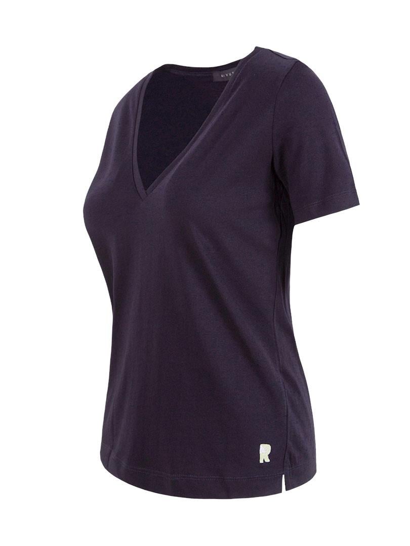 V Yaka Basic T-shırt - Lacivert