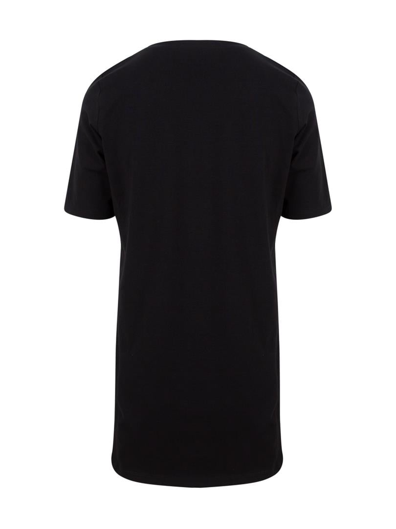 V Yaka Önü Arkası Uzun Basic T-shirt - Siyah