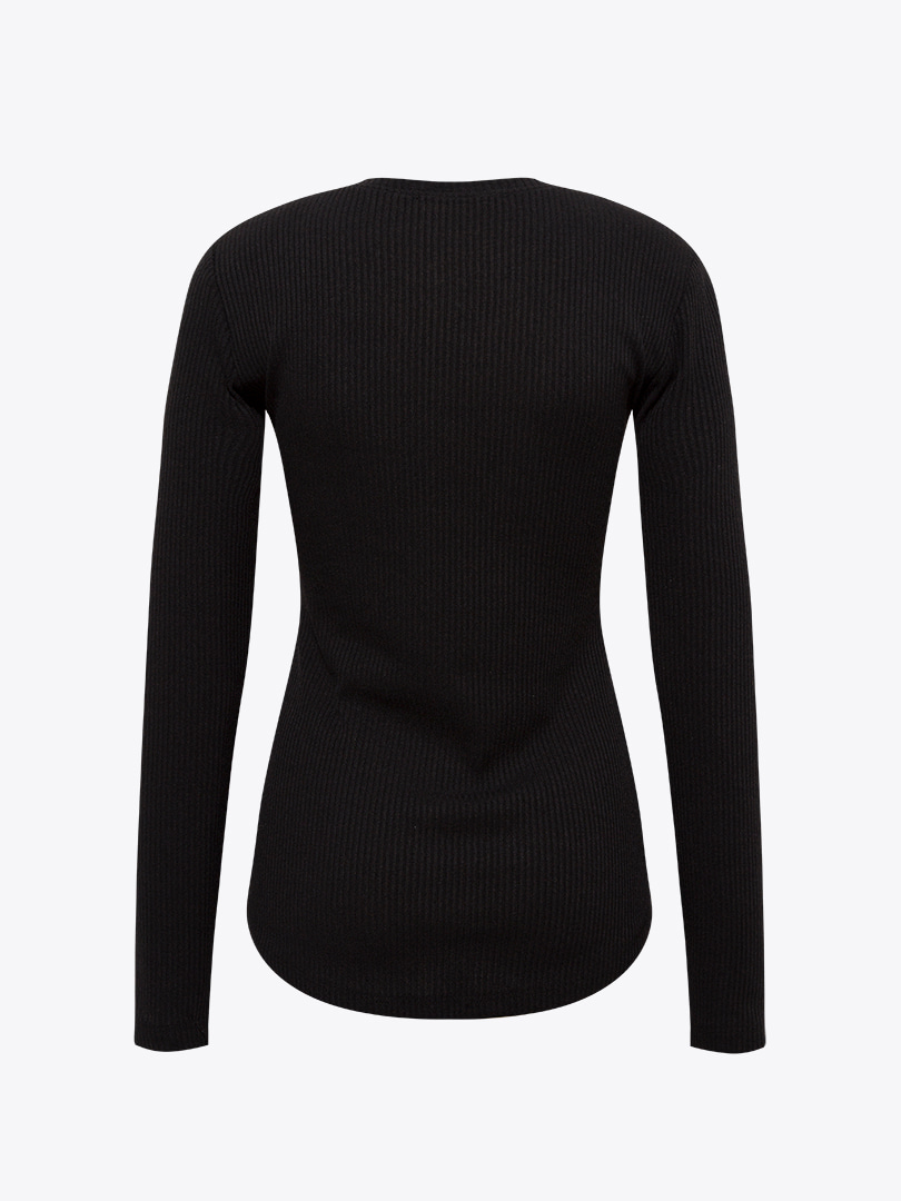 V Yaka Triko Bluz - Siyah