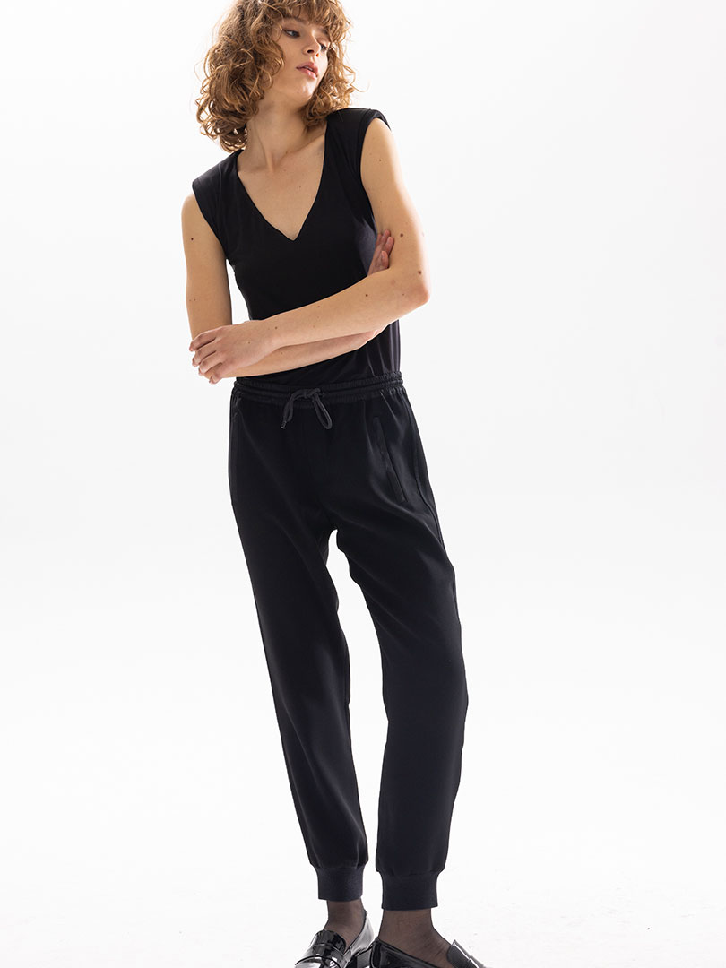 Vatkalı Kısa Kol Örme Body - Siyah