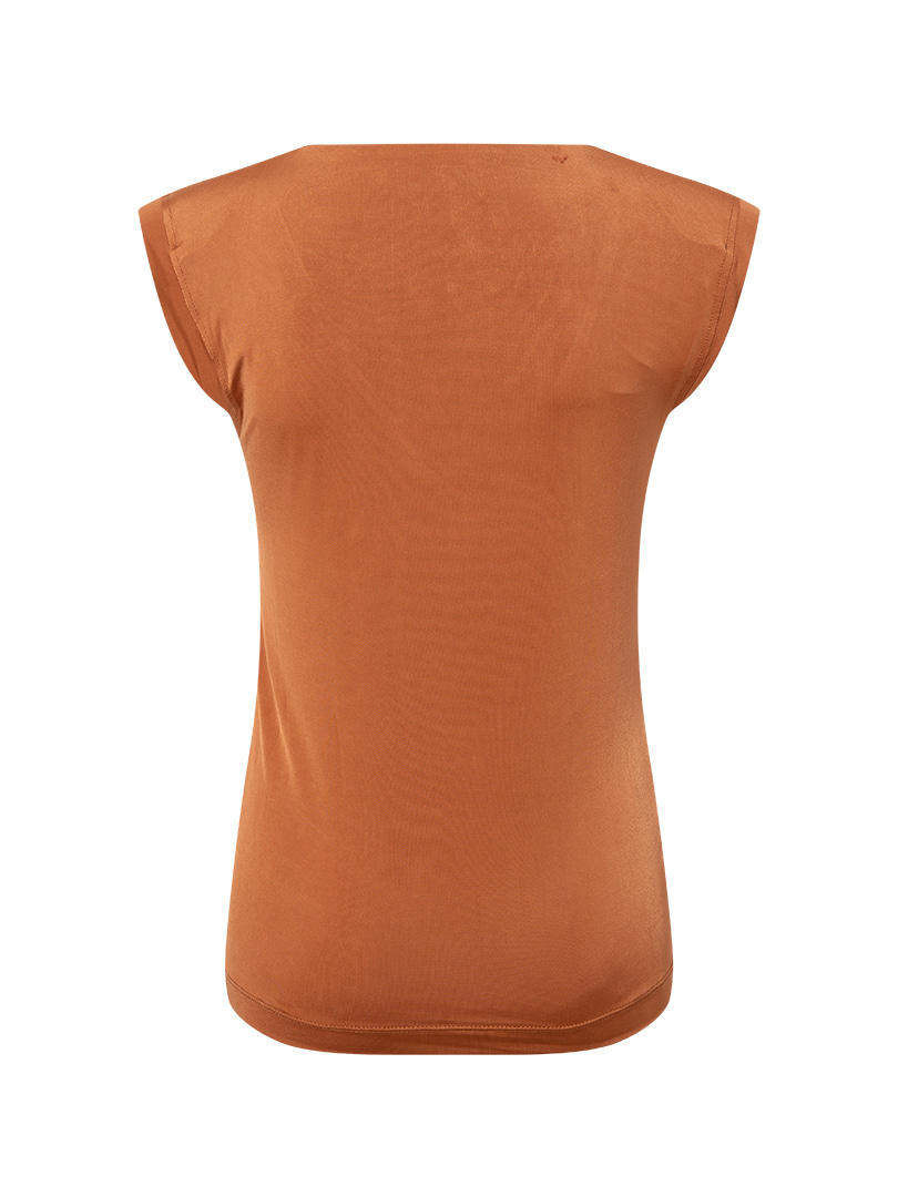 Vatkalı Kısa Kol Örme Body - Taba