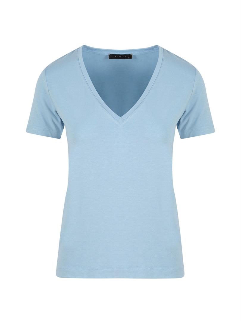 VINI Batik V Yaka Basic T-shırt - Mavi
