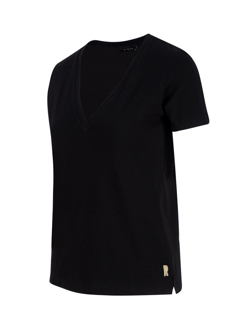 VINI Batik V Yaka Basic T-shırt - Siyah