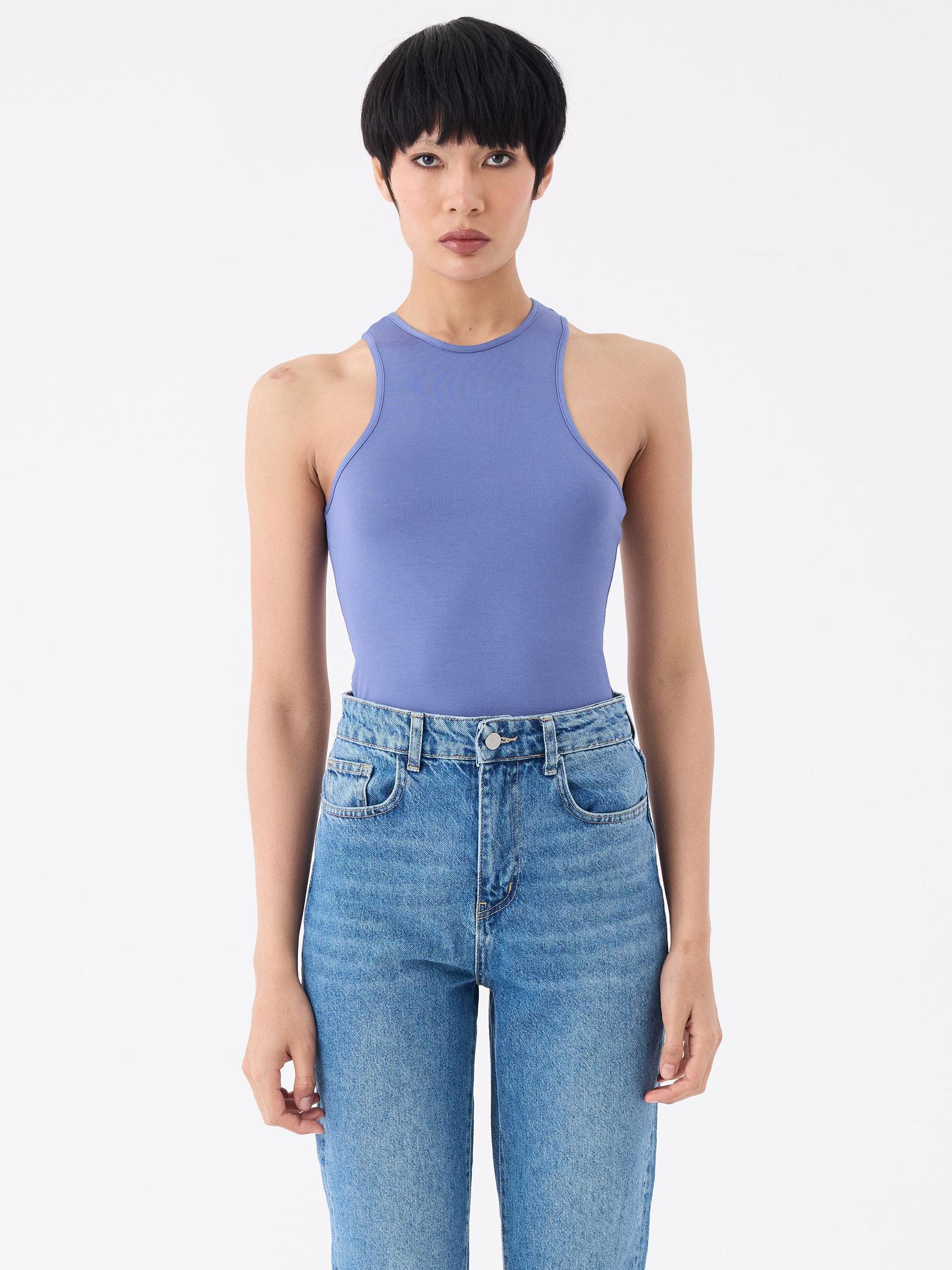 Viskon Yüzücü Yaka Atlet - Mavi Body Modelleri