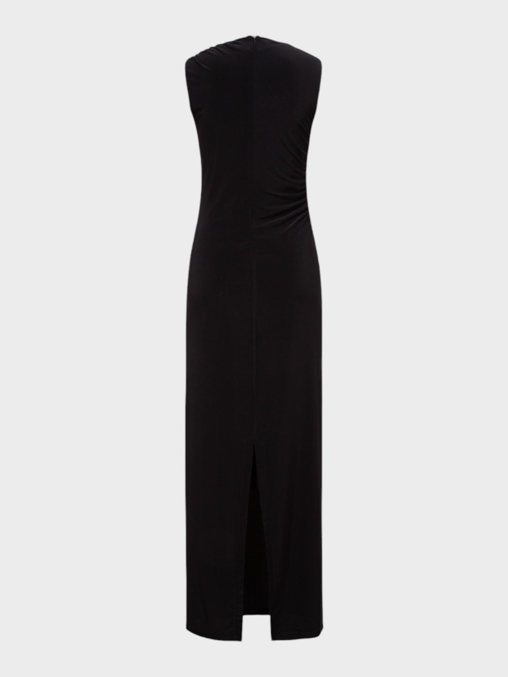 Yakası Büzgülü Dar Kesim Kolsuz Elbise - Siyah Elbise Modelleri