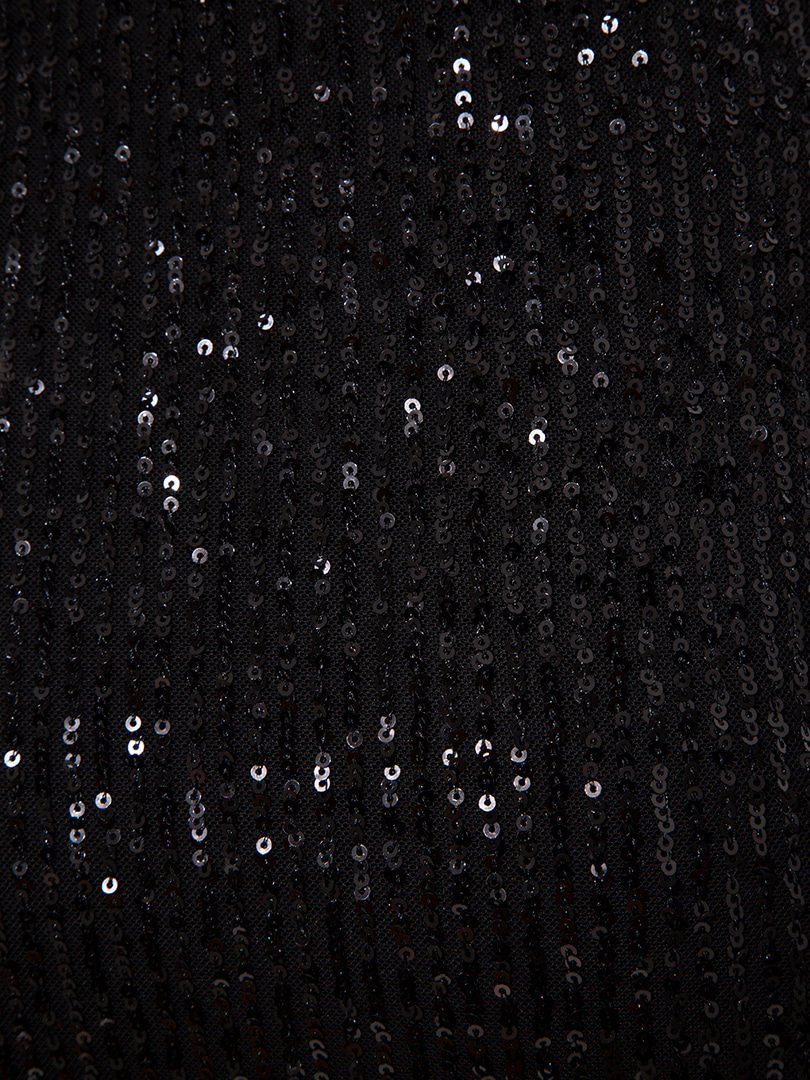 Yanı Yırtmaçlı Drape Detaylı Pullu Etek - Siyah