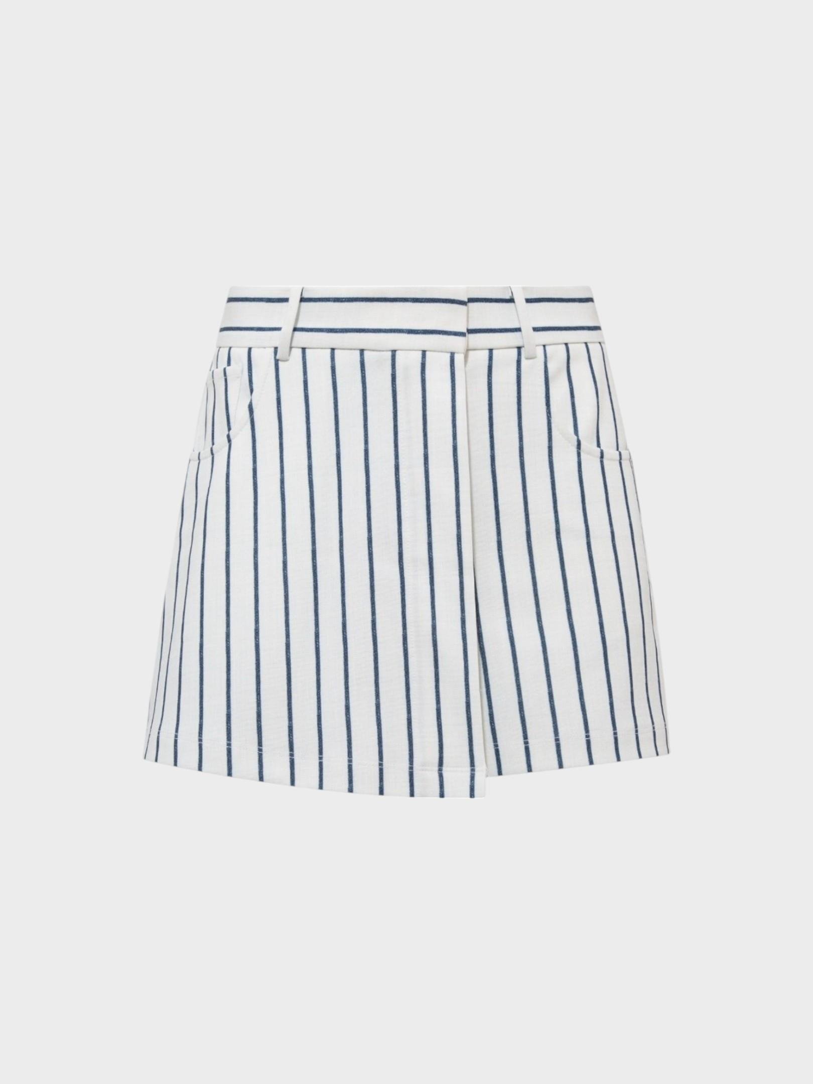 Yüksek Bel Çizgili Şort Etek - Mavi Çizgili Şort Modelleri