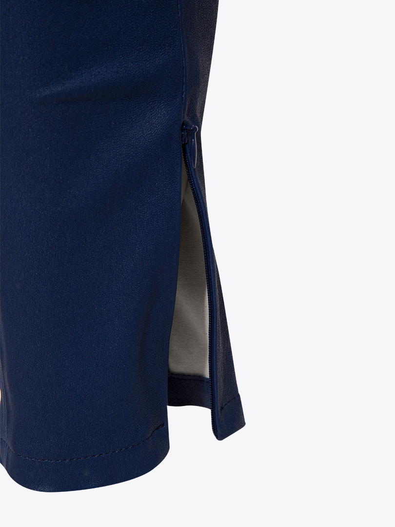 Yüksek Bel Strech Deri Tayt Pantolon - Saks