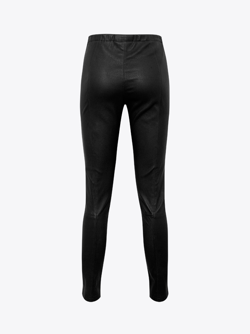 Yüksek Bel Strech Deri Tayt Pantolon - Siyah