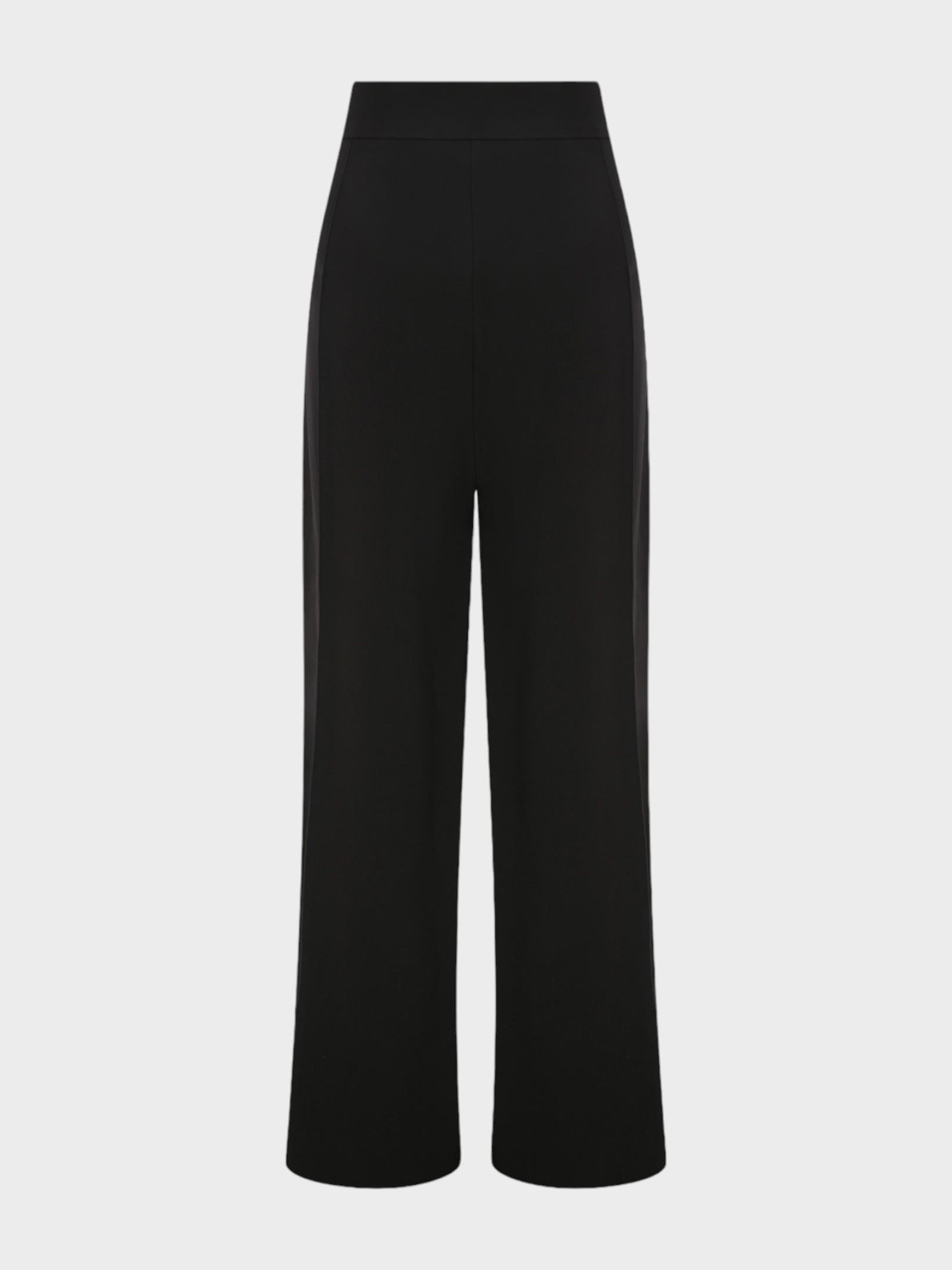 Yüksek Belli Nervür Dikişli Bol Paçalı Maxi Boy Pileli Pantolon - Siyah Pantolon Modelleri