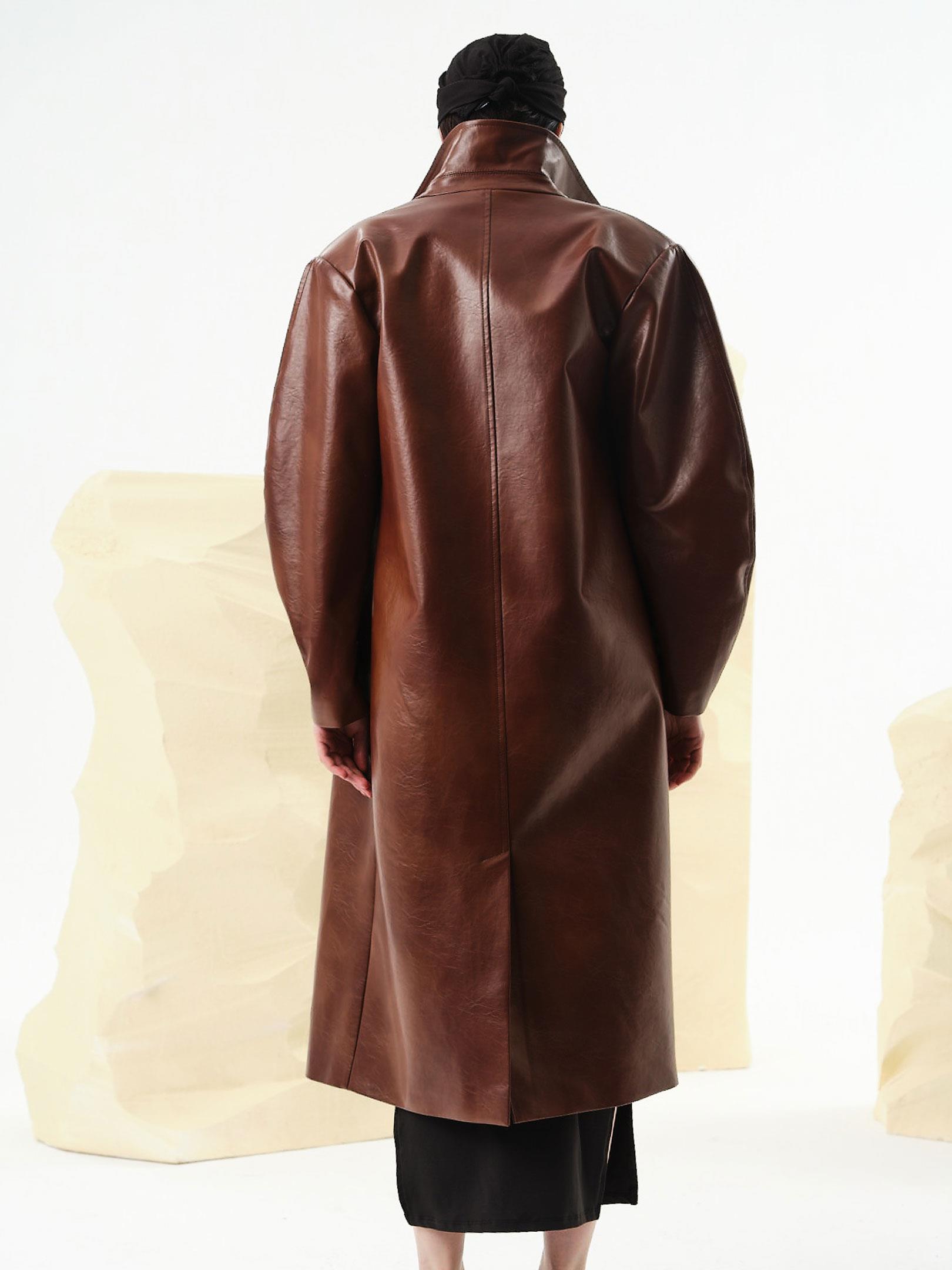 Zeytin Çekirdeğinden Üretilmiş Vegan Deri Tasarım Mont  -  Kahve Kaban ve Trençkot Modelleri