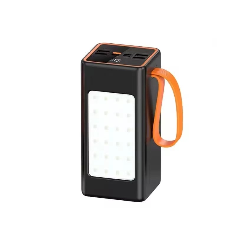  50.000mAh 22.5W Hızlı Şarj, 4 USB Çıkışlı, LCD Göstergeli Kordonlu Taşınabilir Kamp Işıklı Powerbank  