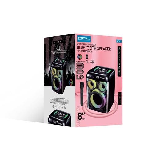 : ACS-7 50W Gücünde 8”inch Hoparlörlü Mikrofonlu, RGB Işıklı Bluetooth Hoparlör 