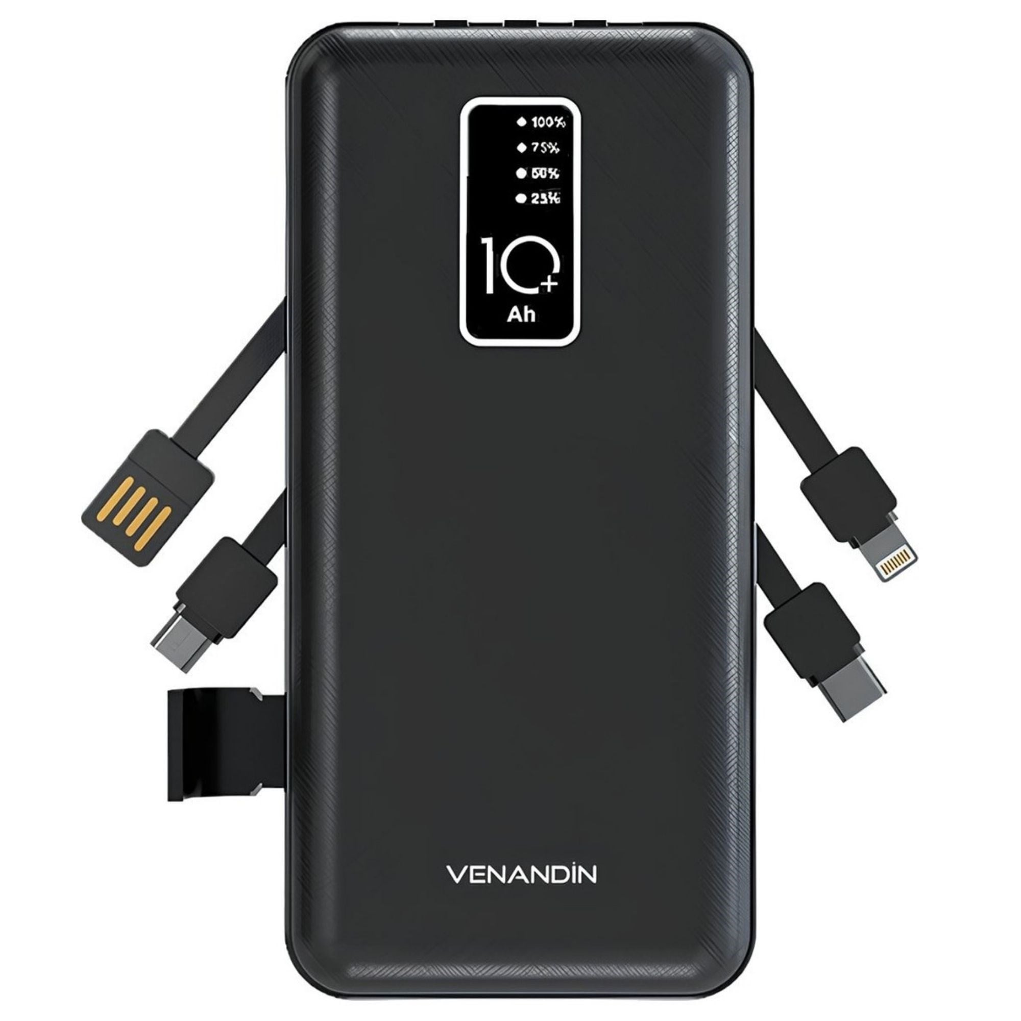 10.000 mAh Powerbank ,10W Hızlı Şarj Destekli, 4'ü 1 Arada Entegre Kablolu Taşınabilir Şarj Cihazı 