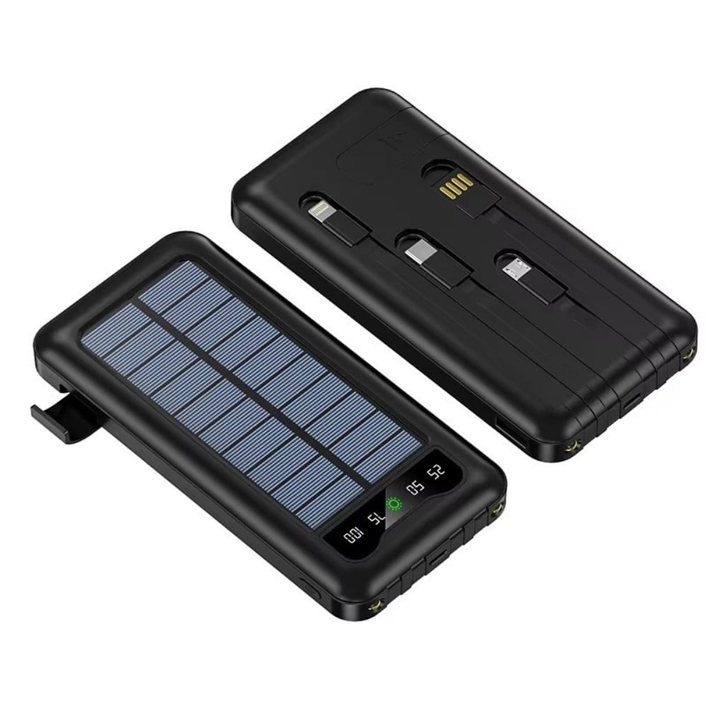10.000mAh Solar Powerbank Dahili Kablolu 22.5W Hızlı Şarj iPhone Android Uyumlu Taşınabilir Şarj Cihazı 