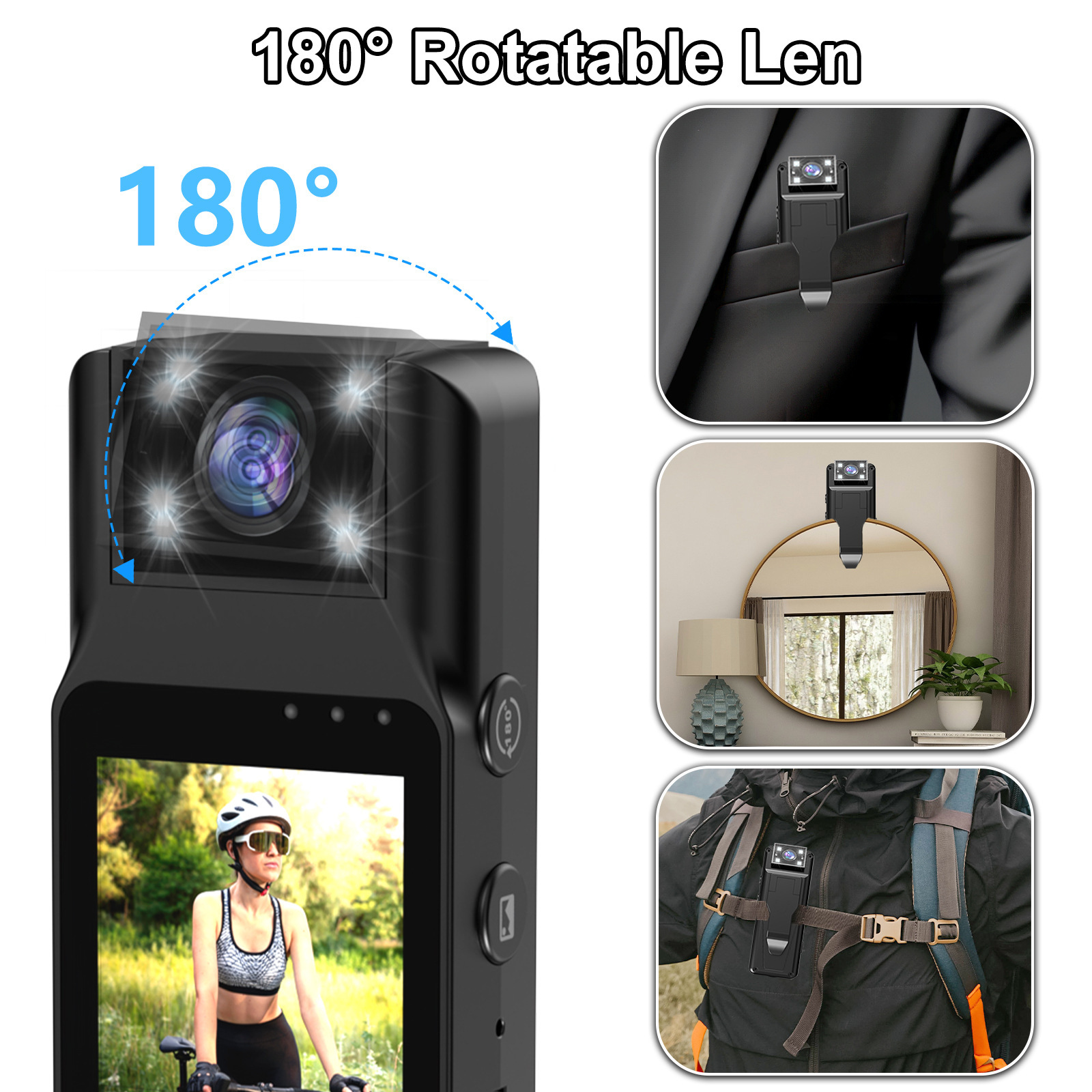1080P Wi-Fi Ekranlı Mini Spor Kamerası Taşınabilir Giyilebilir Kayıt Cihazı 