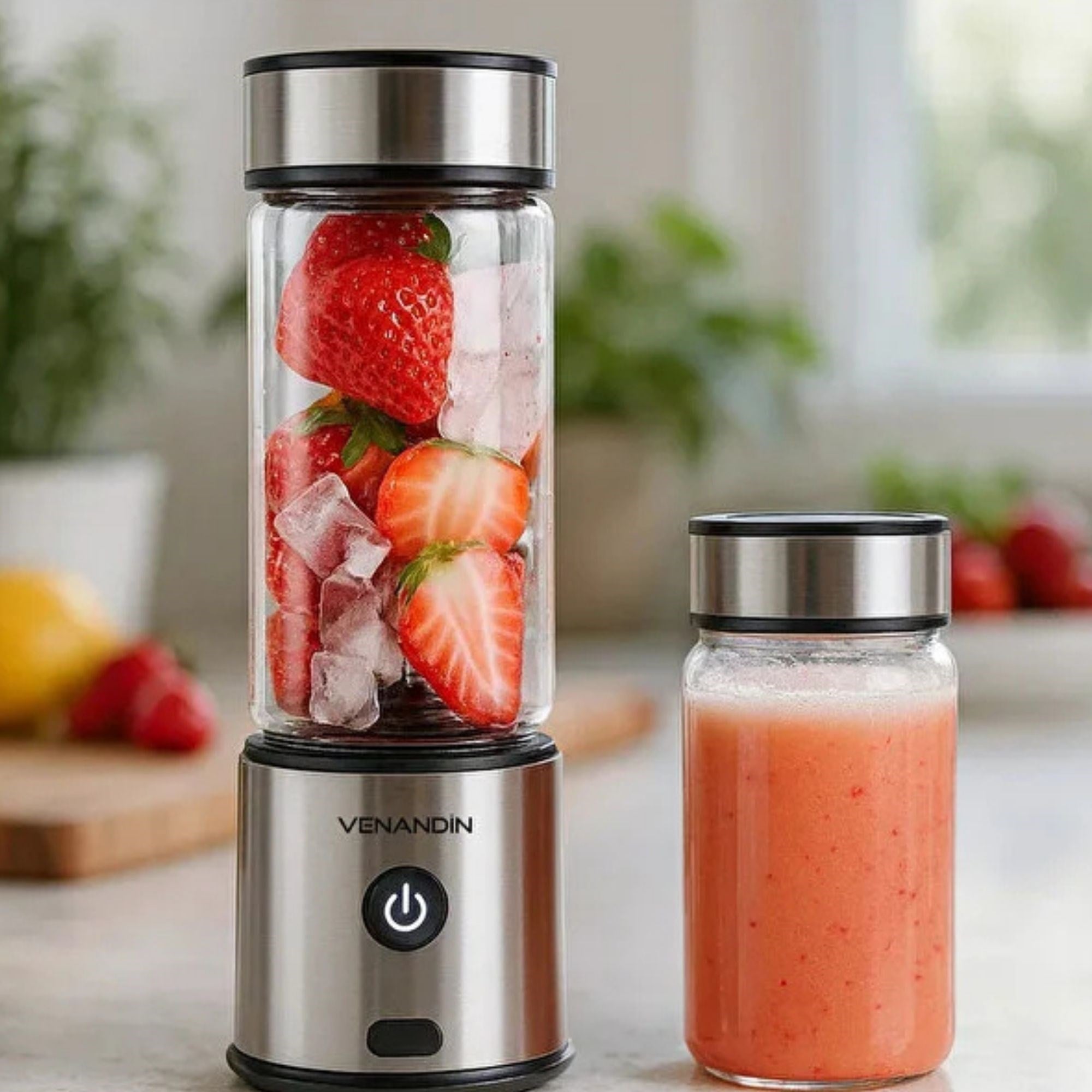 126W Güçlü Motorlu Taşınabilir Şarjlı Mini Blender 6 Bıçaklı Paslanmaz Çelik Buz Kırmalı Blender 