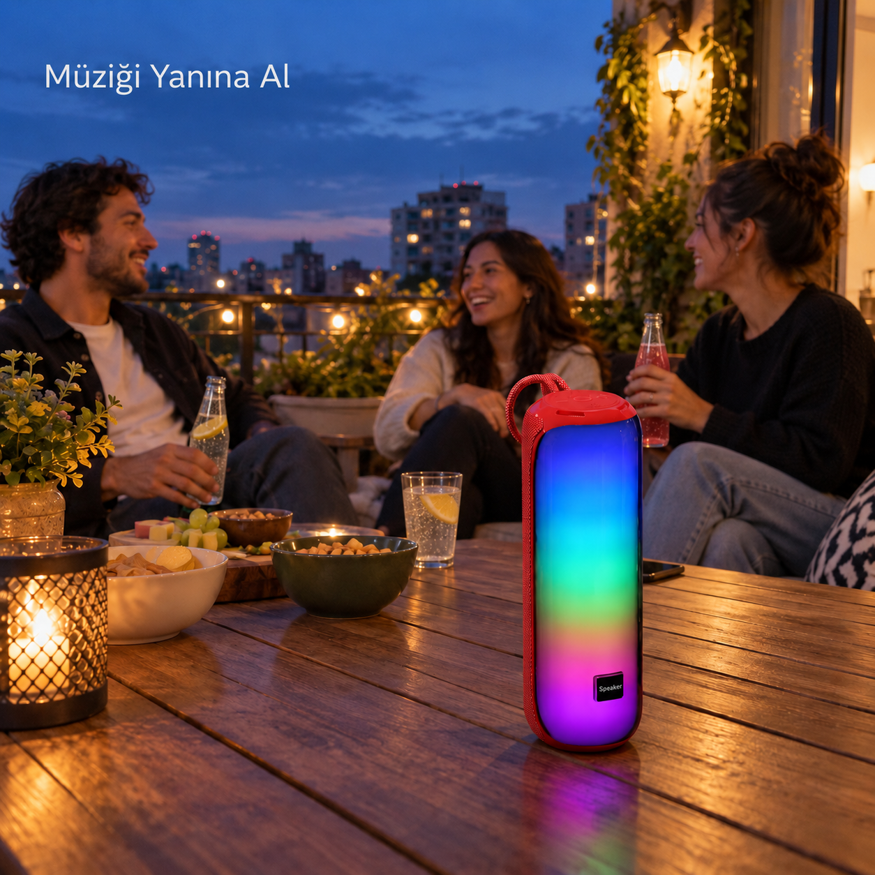 12W RGB Işıklı Kablosuz Hoparlör 1800 mAh TWS Stereo 