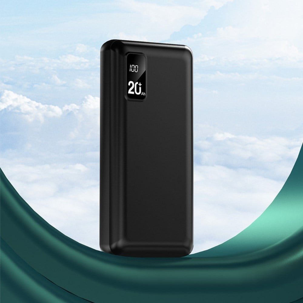 20000mAh Dahili 3 Kablolu Dijital Ekranlı LED Fenerli Kompakt Taşınabilir Powerbank Kamp Seyahat Şarj Cihazı 