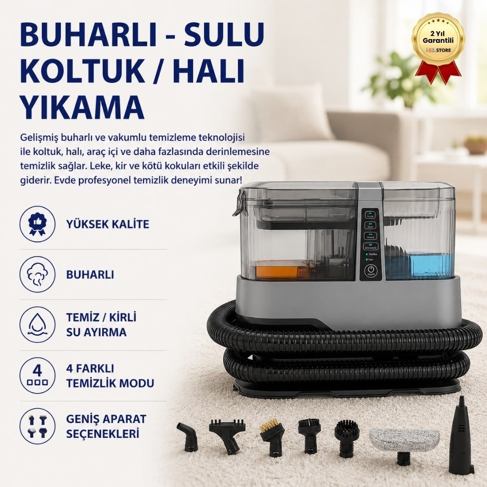 4 Modlu Çok Amaçlı Buharlı Koltuk ve Halı Yıkama Makinesi, Vakumlu Leke Çıkarıcı Temizlik Robotu 