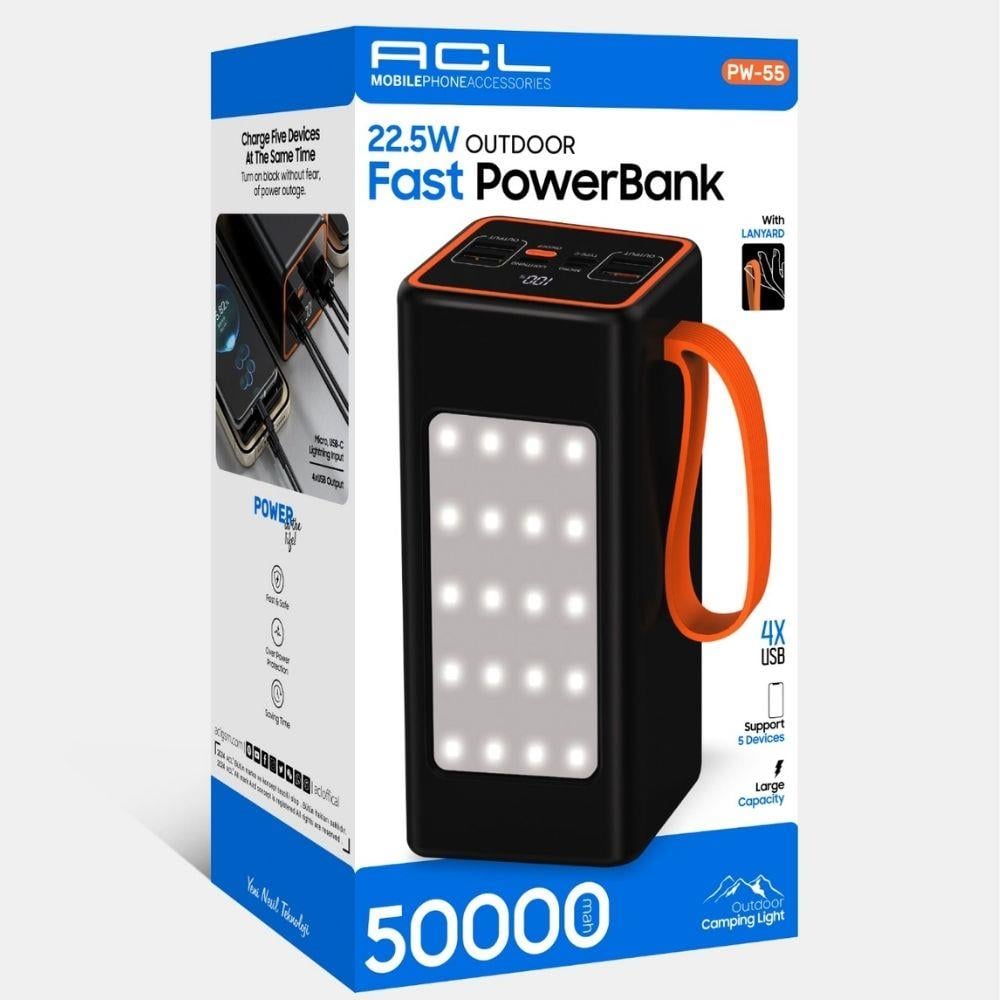 50000mAh 22.5W Hızlı Şarj Powerbank | 4 USB Girişli Taşınabilir Şarj Cihazı | Yüksek Kapasite 
