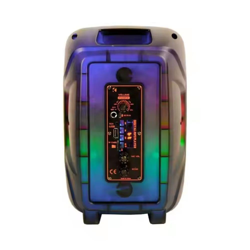 8 İnç Kristal Kablosuz Karaoke Hoparlör | Mikrofonlu, Uzaktan Kumandalı, Şarjlı Masa Speaker 