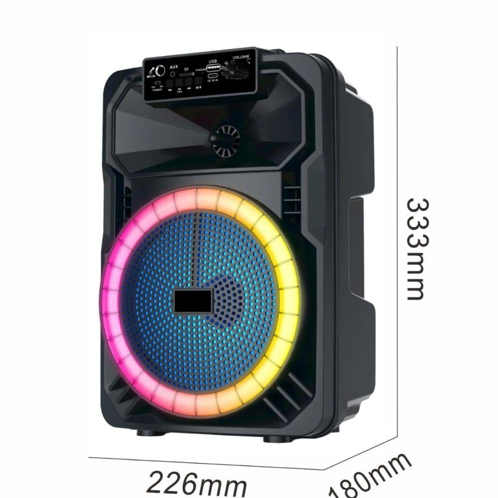 8 inç Taşınabilir Parti Hoparlörü | 10W USB Destekli Karaoke Speaker Süper Bass & Mikrofon Girişli 