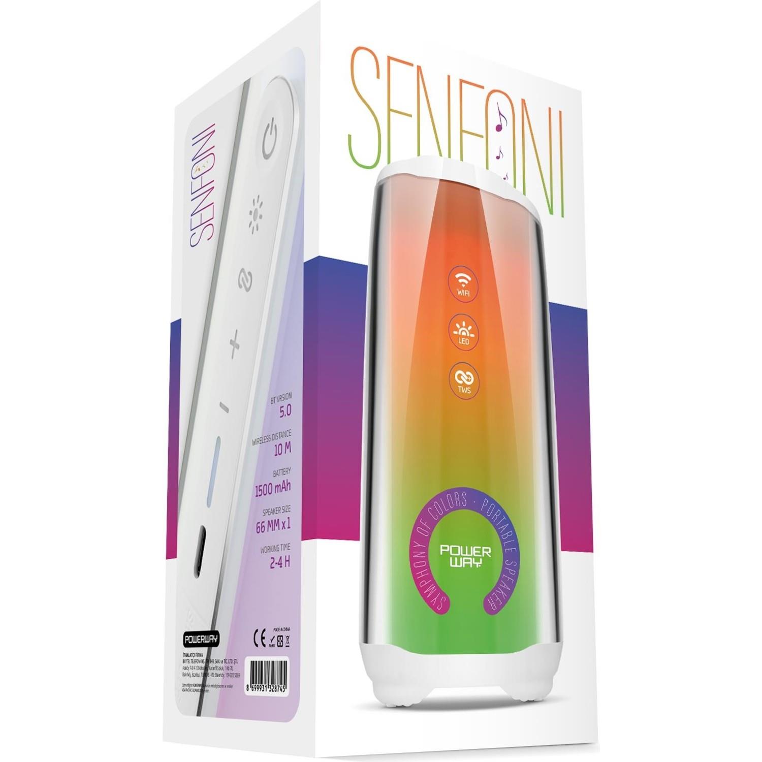 Powerway Senfoni Taşınabilir Bluetooth Hoparlör Ses Bombası Yüksek Ses Gücü Sese Duyarlı LED Işık