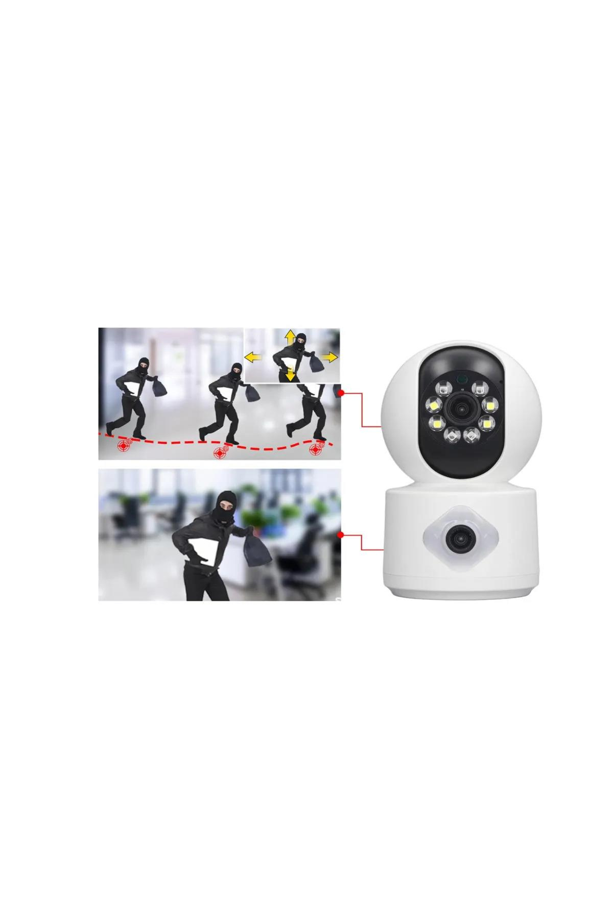 qasul Yeni Nesil Çift Kameralı Biri Sabit Biri Hareketli Güvenlik Kamerası Çift Lens 2MP Gece Görüşlü Güvenlikkamerası-cmr41