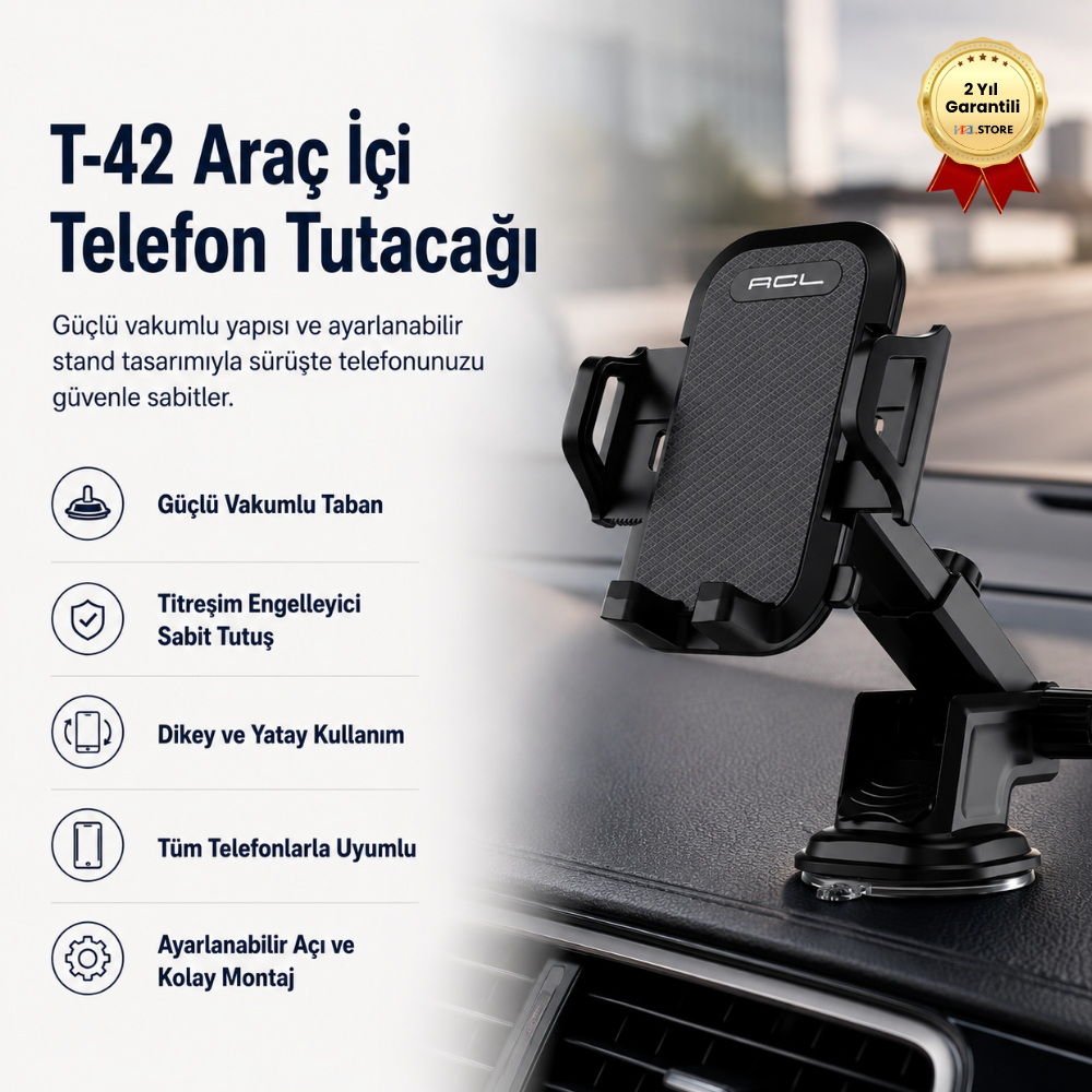 Araç İçi Telefon Tutacağı Vakumlu Sabit Stand Güçlü Tutuculu Kayıp Önleyici Aparat Tutucu 