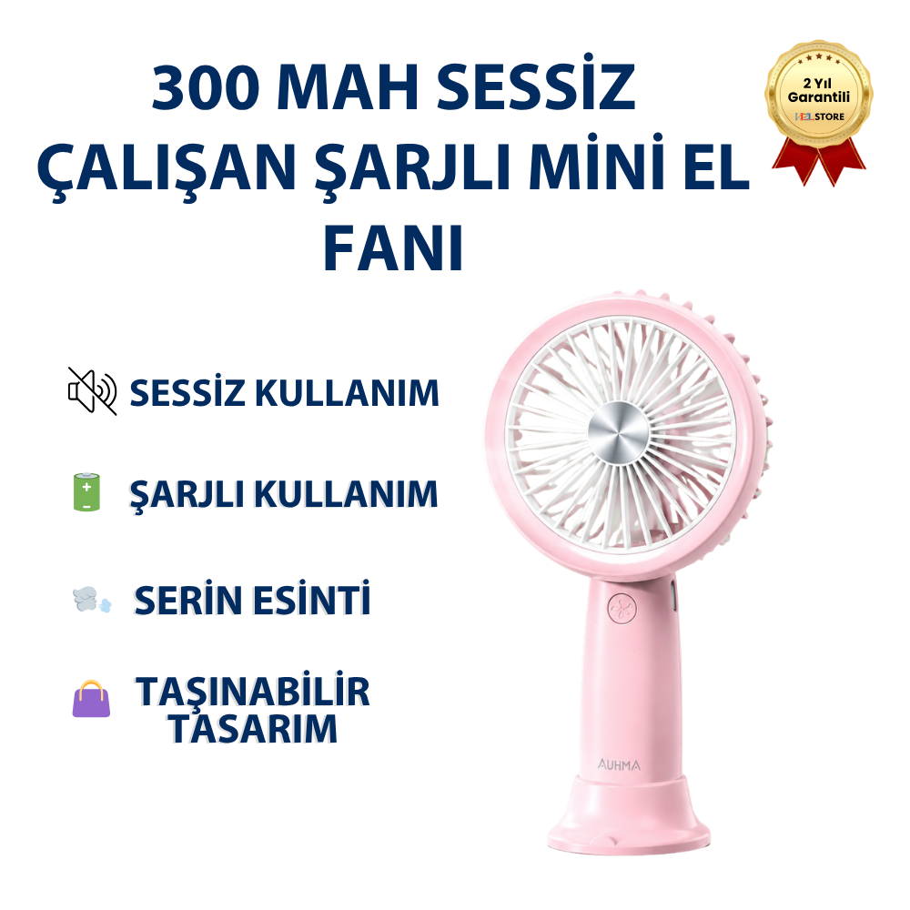 AUFN06 300mAh Sessiz Çalışan Taşınabilir Şarjlı Mini El Fanı 