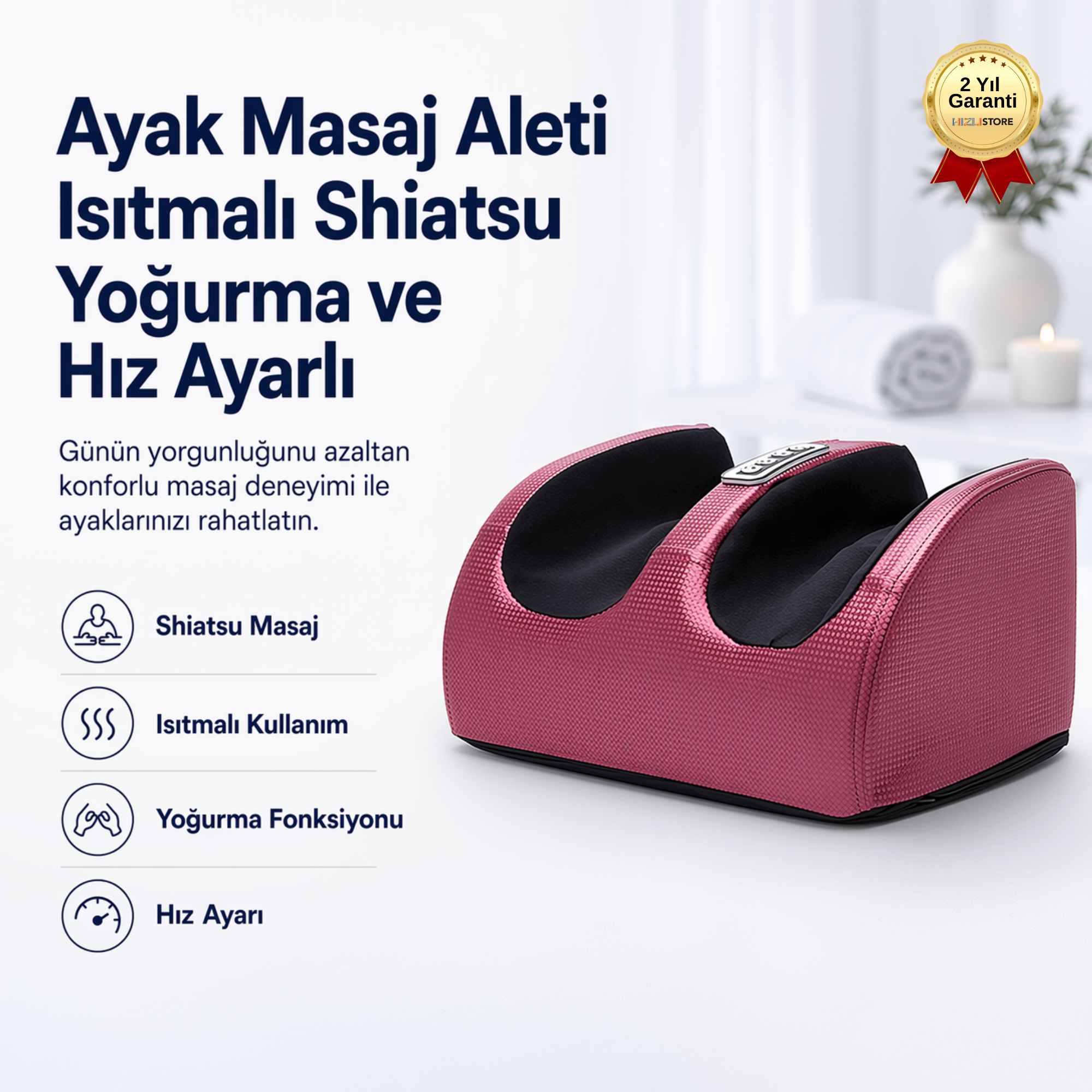 Ayak Masaj Aleti Isıtmalı Shiatsu Yoğurma ve Hız Ayarlı 
