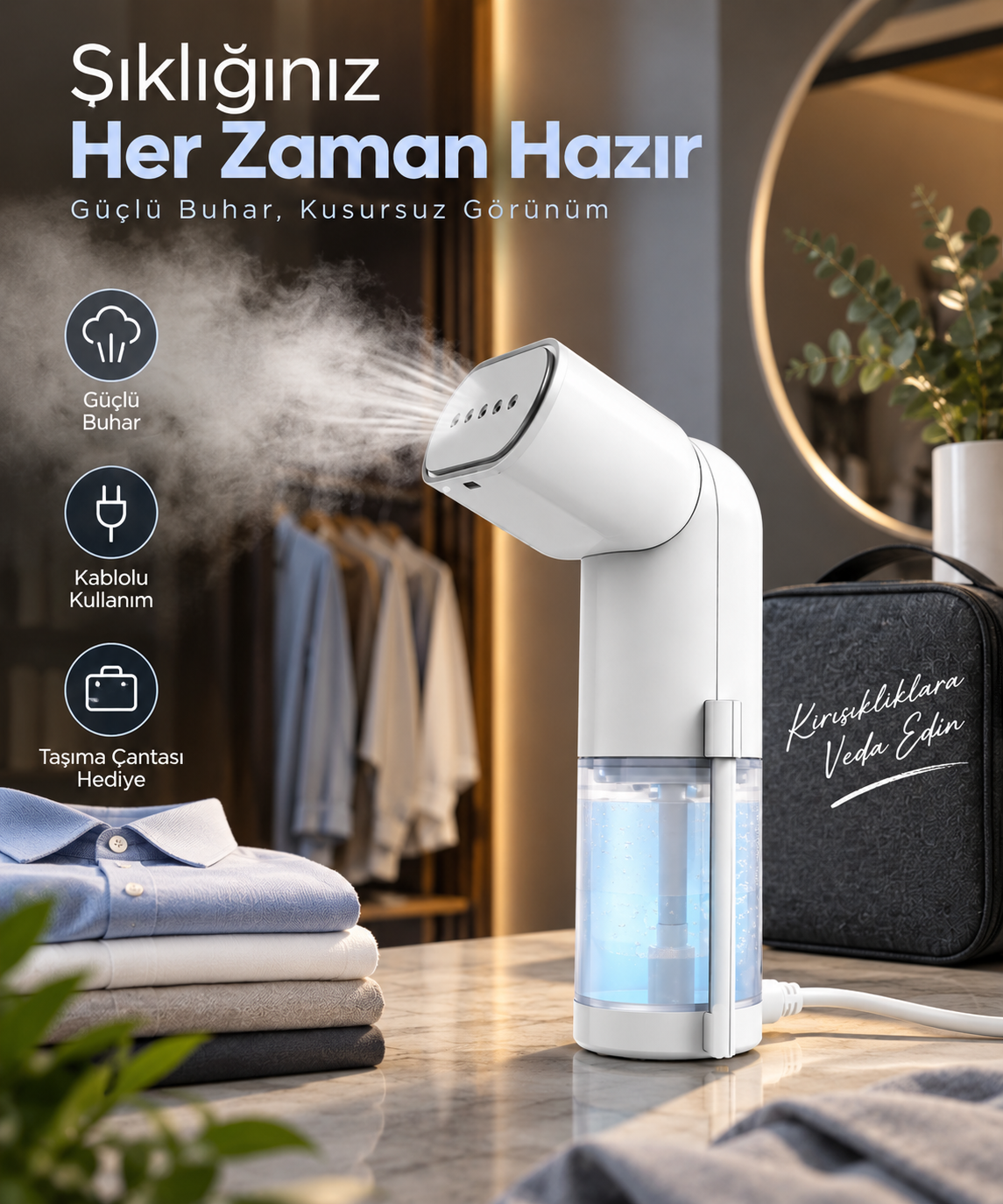 Buharlı Ütü Prizli – Güçlü ve Kesintisiz Buhar Performansı, Kablolu Kullanım, Profesyonel Sonuçlar 