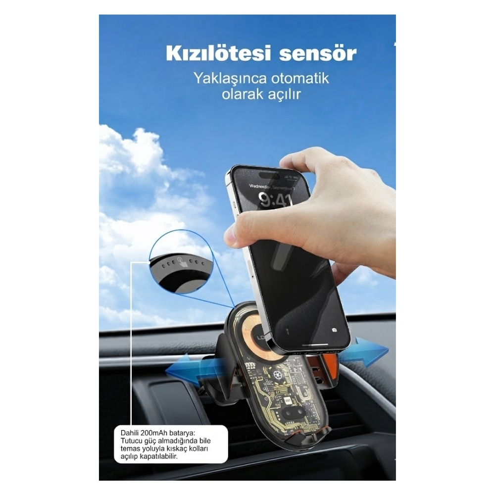 C13 Ultra Güçlü Araç İçi Telefon Tutucu - 360° Dönebilen Universal Cam ve Torpido Uyumlu Sarsılmaz Sabitleyici 