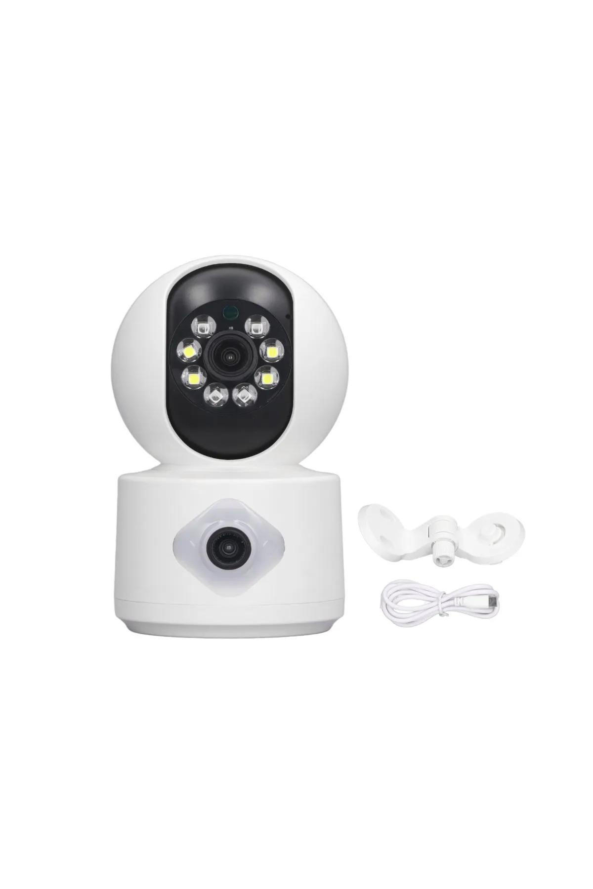 qasul Yeni Nesil Çift Kameralı Biri Sabit Biri Hareketli Güvenlik Kamerası Çift Lens 2MP Gece Görüşlü Güvenlikkamerası-cmr41