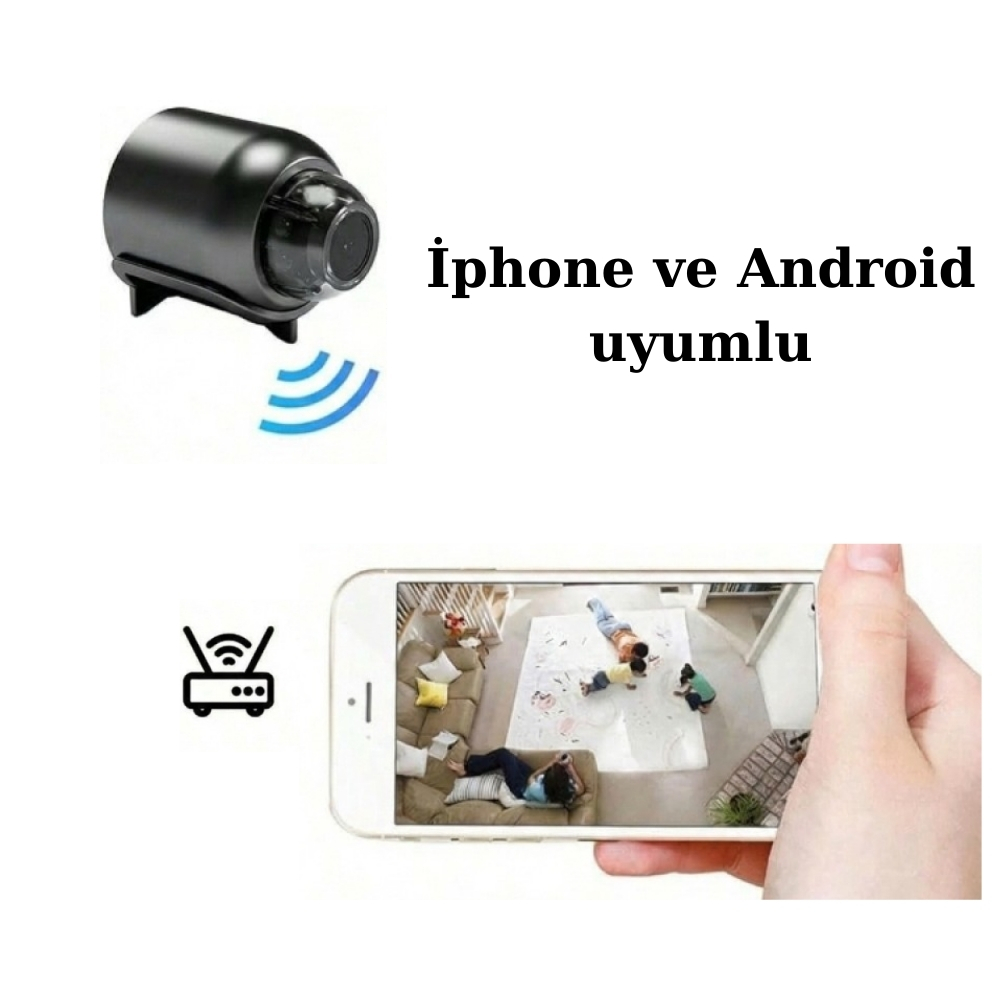 CMR-141 WiFi Akıllı Mini Kamera 1080p Full HD - Gece Görüşlü, Hareket Sensörlü Kablosuz Güvenlik ve Bebek Kamerası (Uzaktan İzleme) 