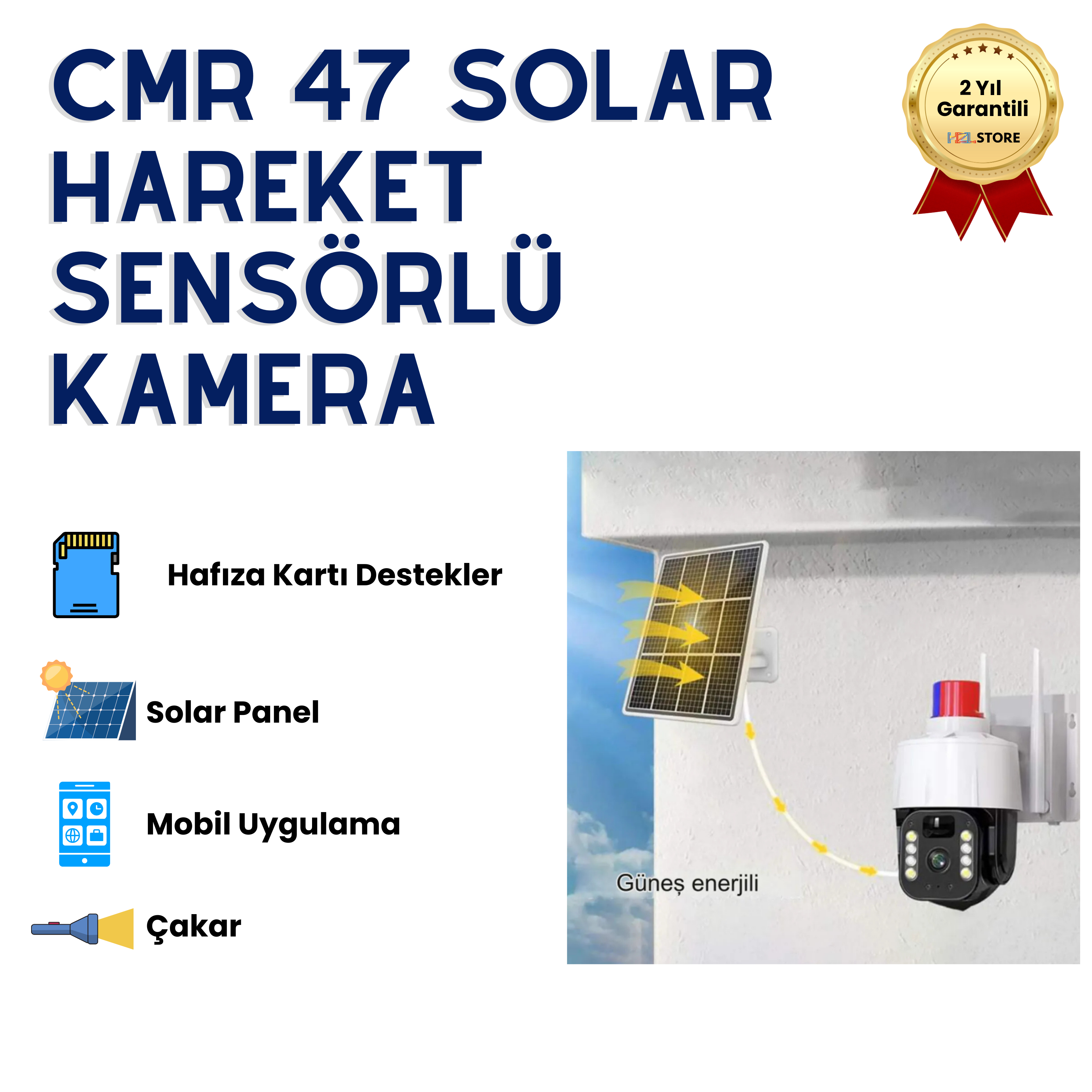 CMR47 1080P Full HD Hareket Sensörlü Gece Görüşlü Akıllı Güvenlik Sistemli Güvenlik Kamerası  