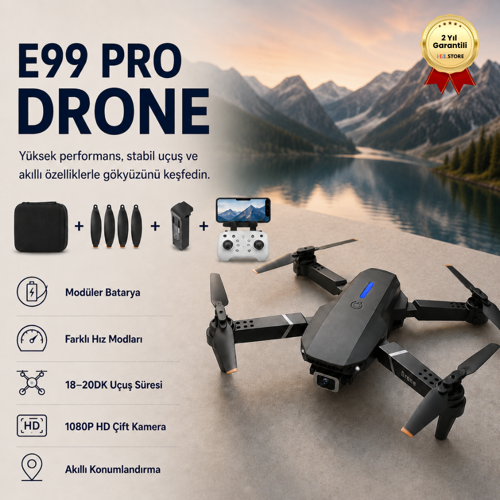 E99 PRO Yarış Drone ile 1080P HD Çift Kamera Profesyonel Uzun Mesafe Mini Uzaktan Kumandalı Uygulama 