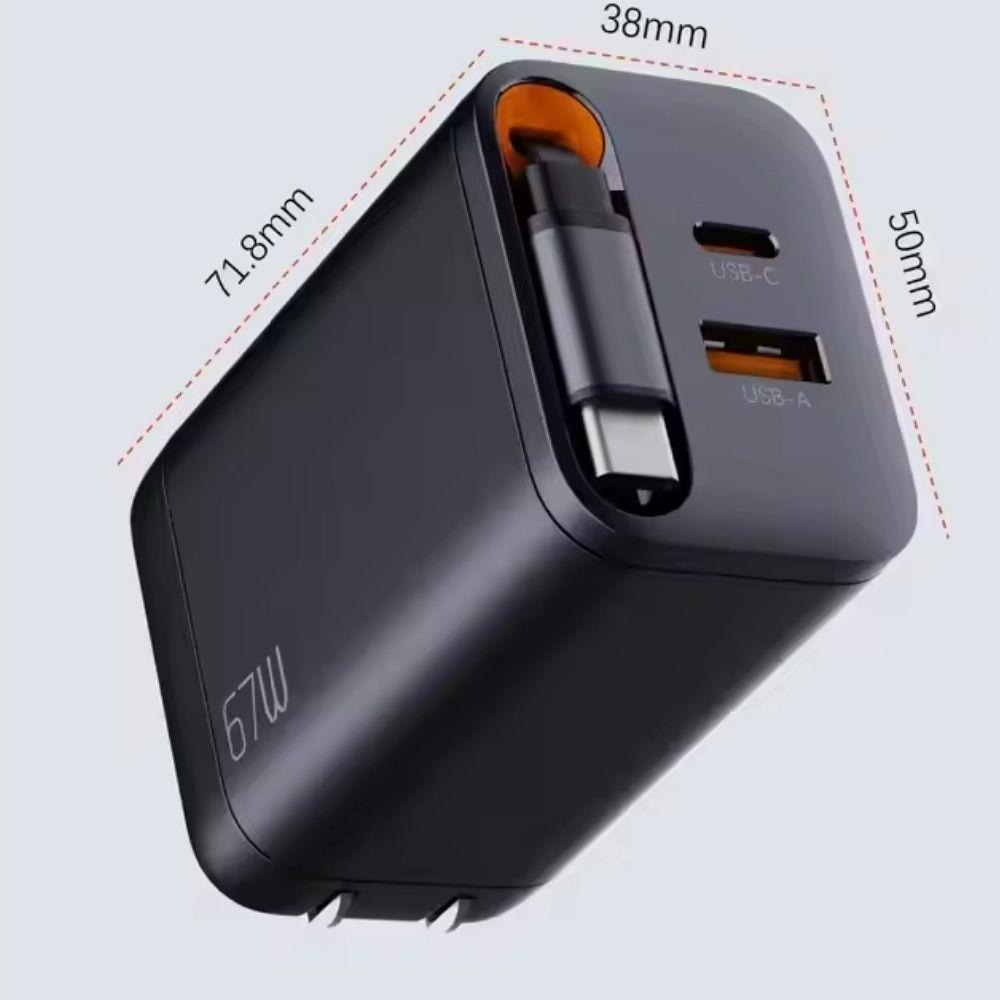 FC23 67W GaN Hızlı Şarj Adaptörü USB-C Kablolu PD Destekli 1xUSB-A 1xUSB-C Girişli Şarj Cihazı 