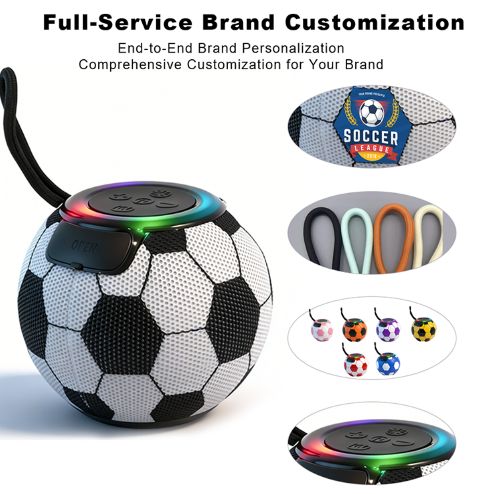 Futbol Topu Tasarımlı RGB Işıklı Taşınabilir Bluetooth Hoparlör 