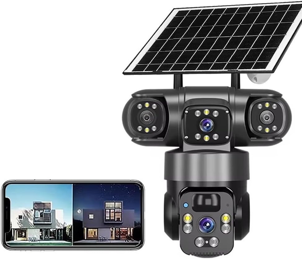 Güneş Enerjili 4G SIM Kartlı Kablosuz Güvenlik Kamerası Çift Lens 1080P Su Geçirmez 