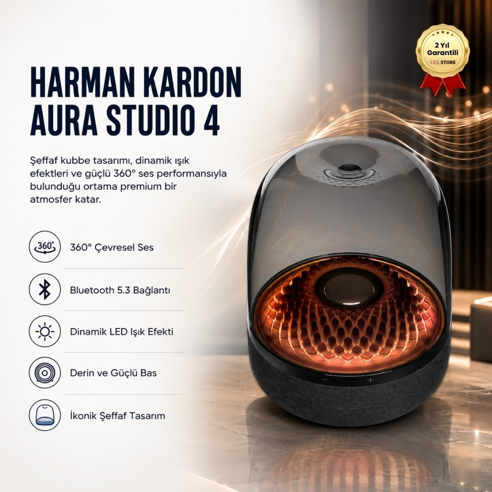HARMAN KARDON Aura Studio 4 Kablosuz Bluetooth Hoparlör Siyah 