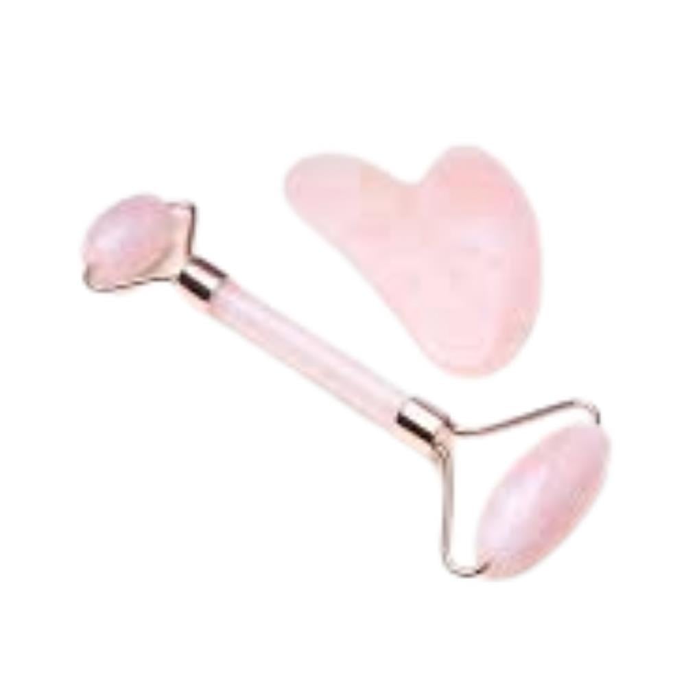 HZL Rose Quartz Yüz Roller ve Gua Sha Set – Cilt Masajı & Canlandırıcı Bakım 